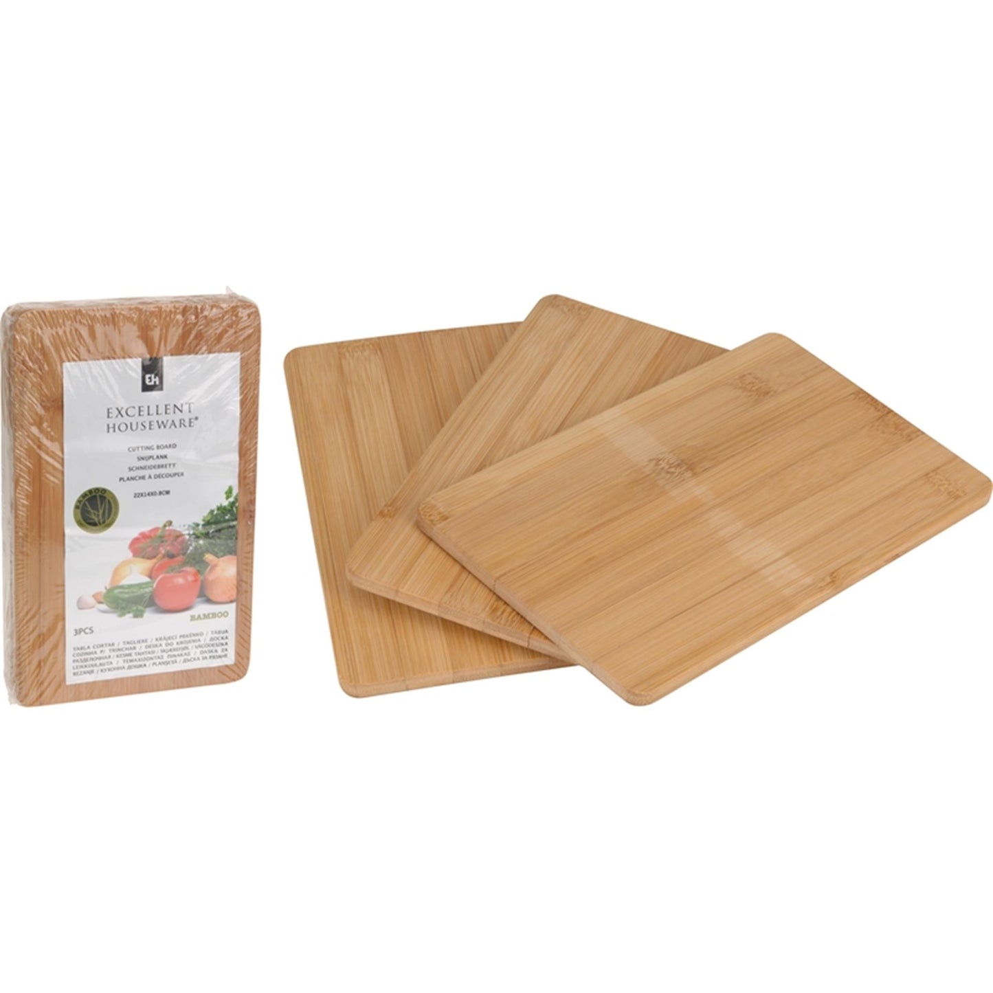 Ausgezeichnetes Haushaltswaren-Schneidebrett-Set aus Bambus, 3-teilig, 22 x 14 x 0,8 cm