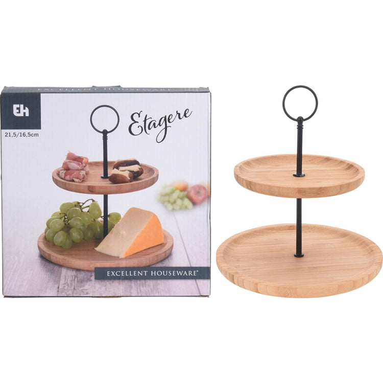 Ausgezeichnete Hauswaren-Hauswaren Etagère 2-Laags um 16,5 21,5 cm Bambus