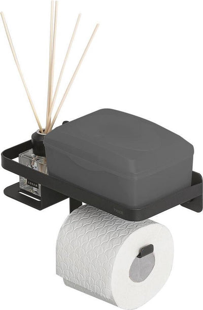 Tiger Caddy – Toilettenpapierhalter mit Ablage – Toilettenpapierhalter mit Ablage – 24 cm – Schwarz