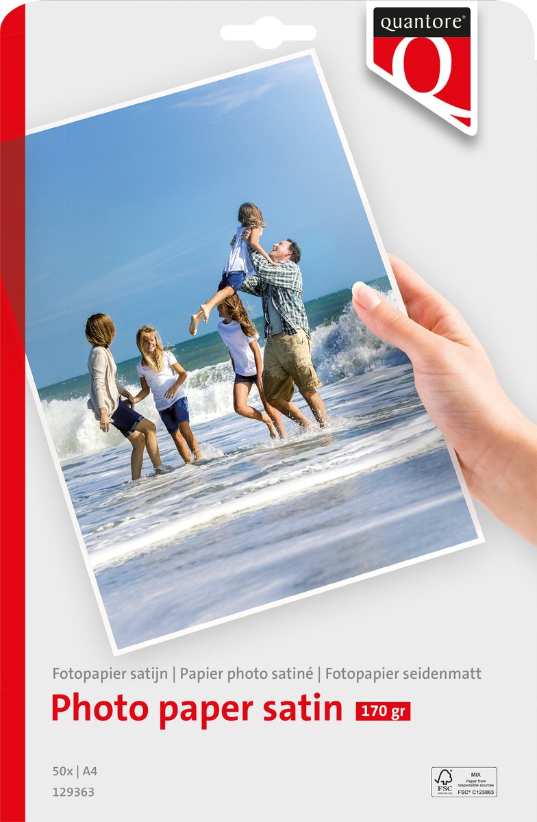 Quantore Fotopapier A4 – 170 Gramm – matt satiniert, Packung mit 50 Blatt