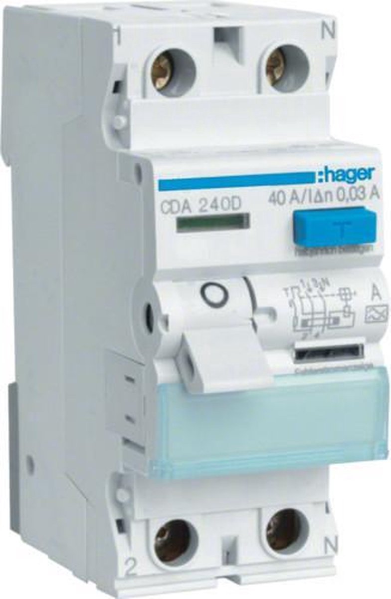 Hager cda240d cda240d Fehlerstromschutzschalter 1-phasig 2-polig 40 A 0,03 A