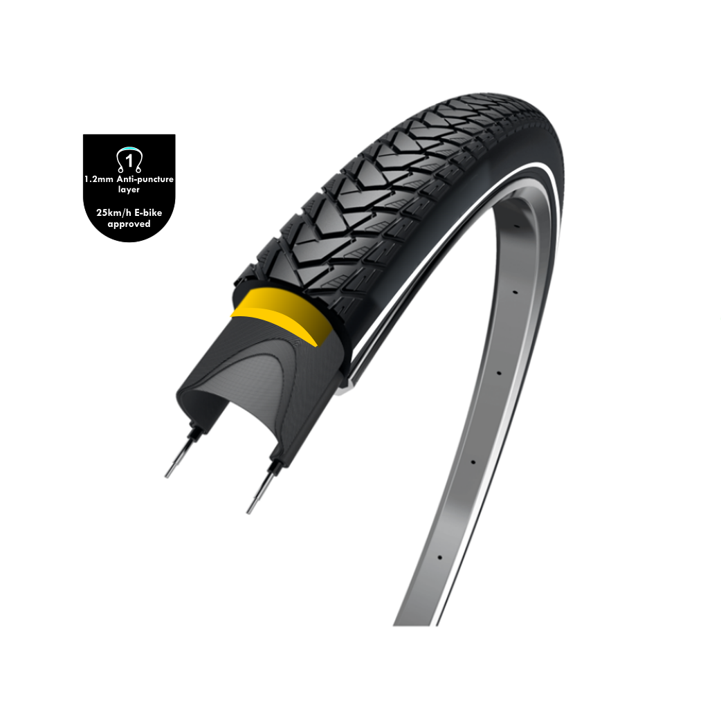 Wolff Wolff Traveller (1,2 mm anti undichtige Schicht), schwarz mit Reflexion, 28x1.75, Etro 47-622