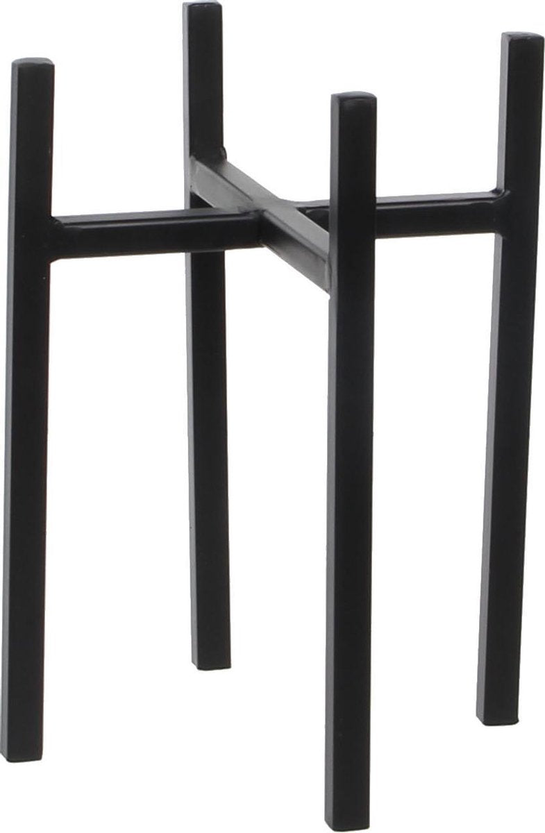 Glimmerdekorationen – Blumentopf-Pflanztopf-Standarderhöhung – Schwarz – B16 x H25 cm – Metall
