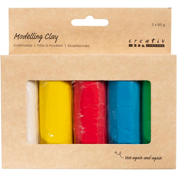 Creativ Company Modelliermasse, H: 9,5 cm, verschiedene Farben, 5x80 g 1 Box