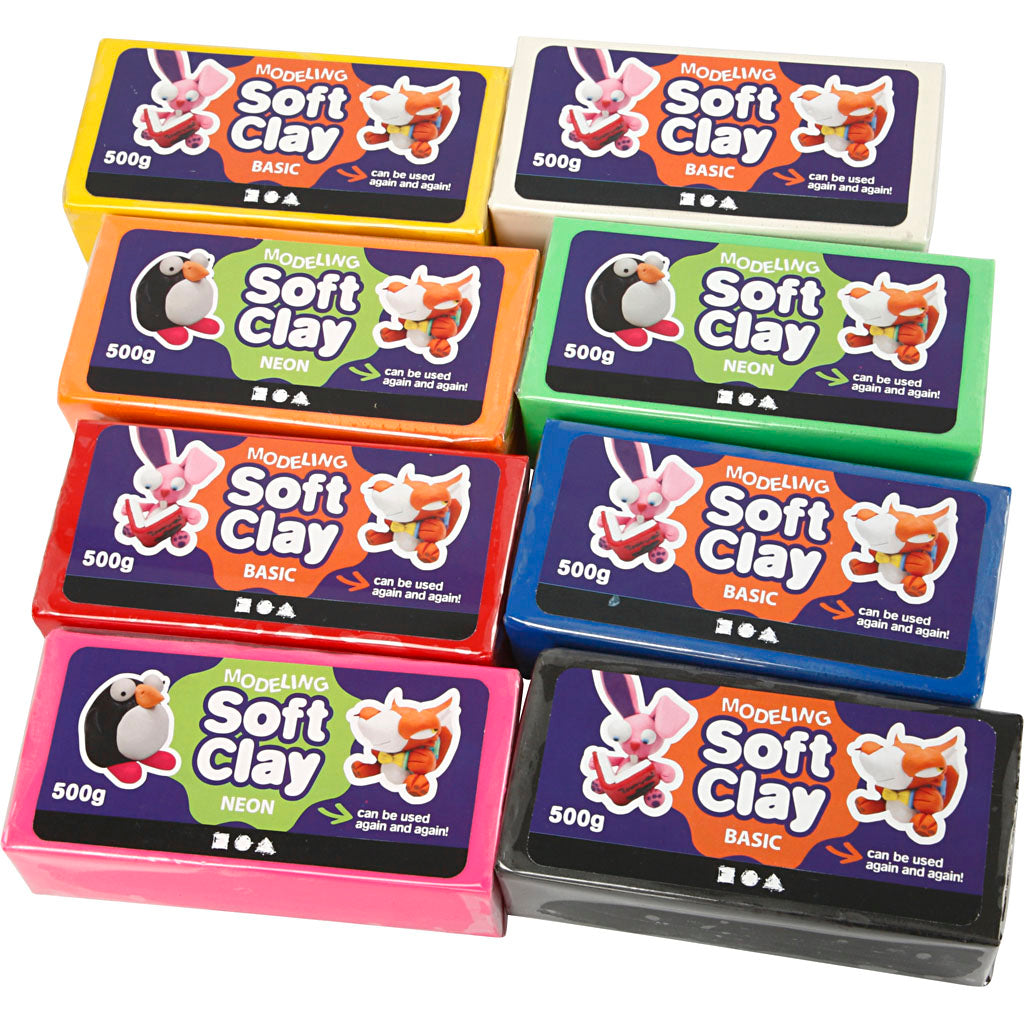 Creativ Company Modelliermasse, verschiedene Farben, 8x500 gr 1 Box