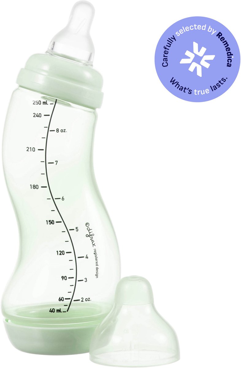 Difrax Natural S Babyflasche – 250 ml – hellgrün – Anti-Kolik