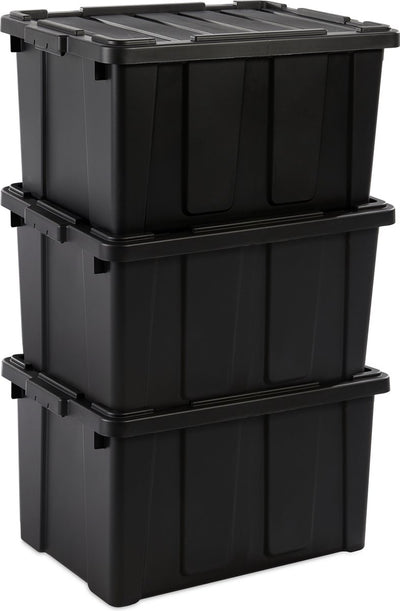 Iris Power Box robuste Aufbewahrungsbox – 68l – 100 % recycelter Kunststoff – Schwarz – 3er-Set