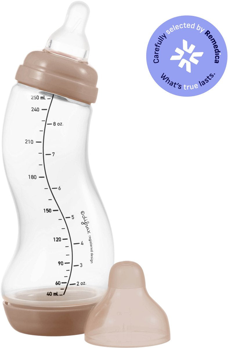 Difrax Natural S Babyflasche – 250 ml – Kaffeebraun – Anti-Kolik