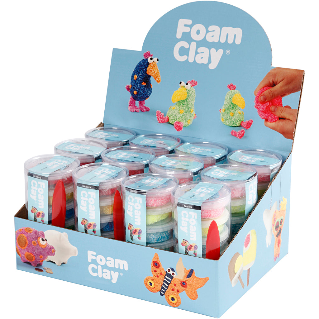 Foam Clay®, Glitzerfarben, Metallicfarben, 12er Set 1 Box