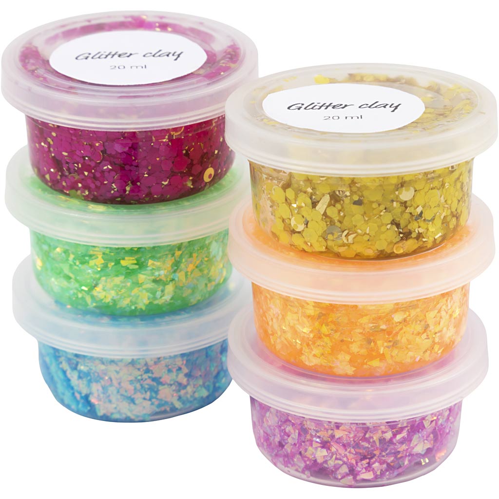 Creativ Company Glitzerknete, fröhliche Farben, 6x20 ml 1 Box