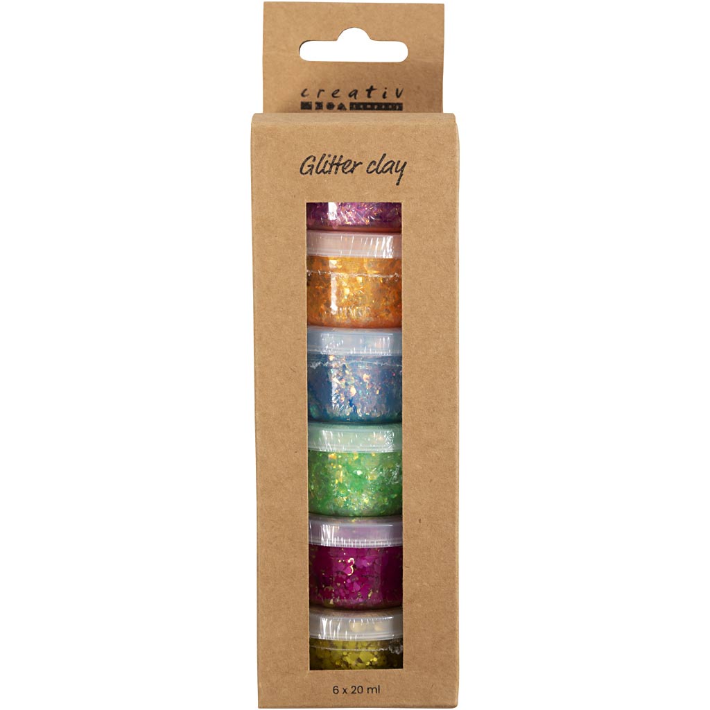 Creativ Company Glitzerknete, fröhliche Farben, 6x20 ml 1 Box