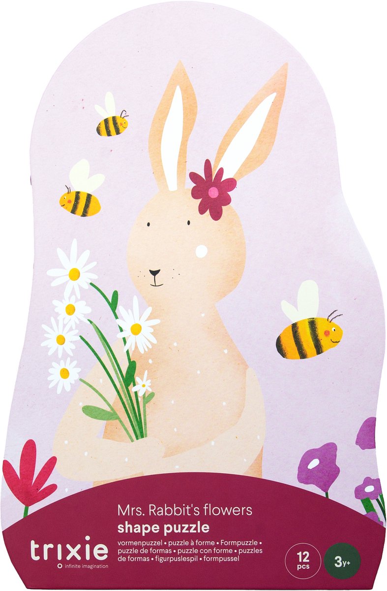 Trixie Formpuzzle Mrs. Kaninchen -Frau. Hasenblumen - 12 Teile - Kinderpuzzle ab 2 Jahren