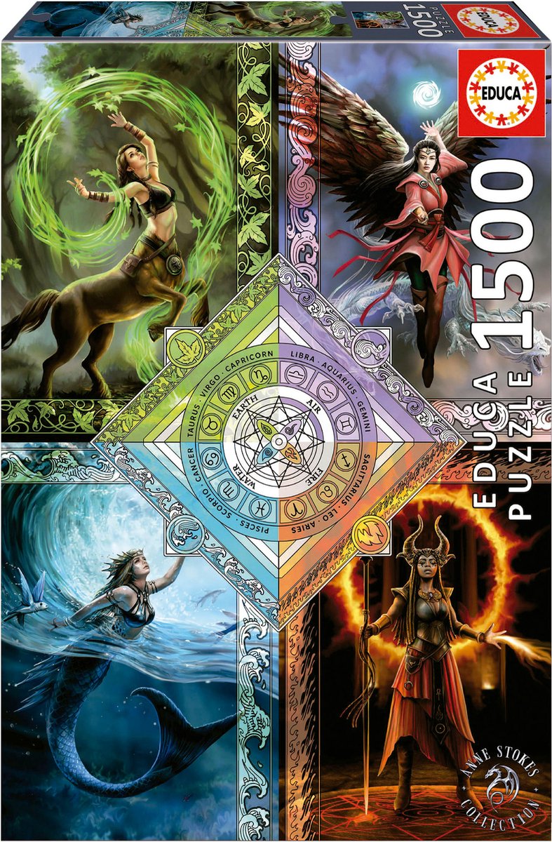 Educa – Puzzle – 1500 Teile – Elemental Magic Star Chart Anne Stokes