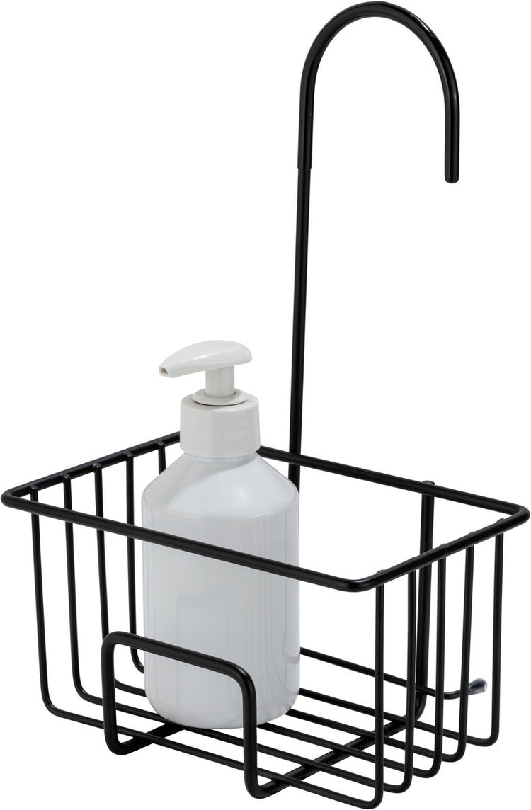 Wenko Duschablage Milito Edelstahl schwarz 18x29cm - ohne Bohren - hängende Duschablage - Duschkorb - hängende Duschablage