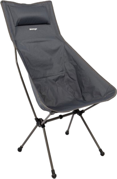 Vango Micro Hochstuhl – Campingstuhl – Stahlgestell – Endur-Polyester – hohe Rückenlehne mit Kopfstütze – kompakt zusammenklappbar – Gewicht 1,8 kg – max. Traggewicht 120 kg – inklusive Tragetasche