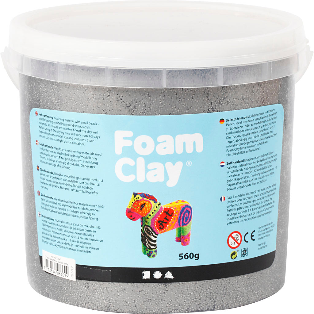 Foam Clay®, metallic, silber, 560 gr 1 Eimer