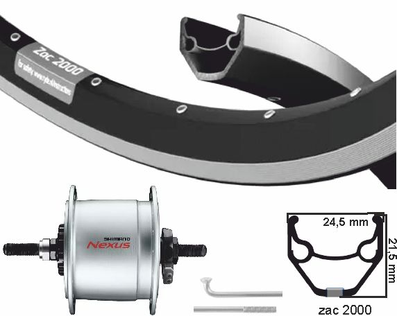 KGS -Vorderrad 28 Zoll (622) ZAC2000 Black NAFD und R.Brake Fixe Achse