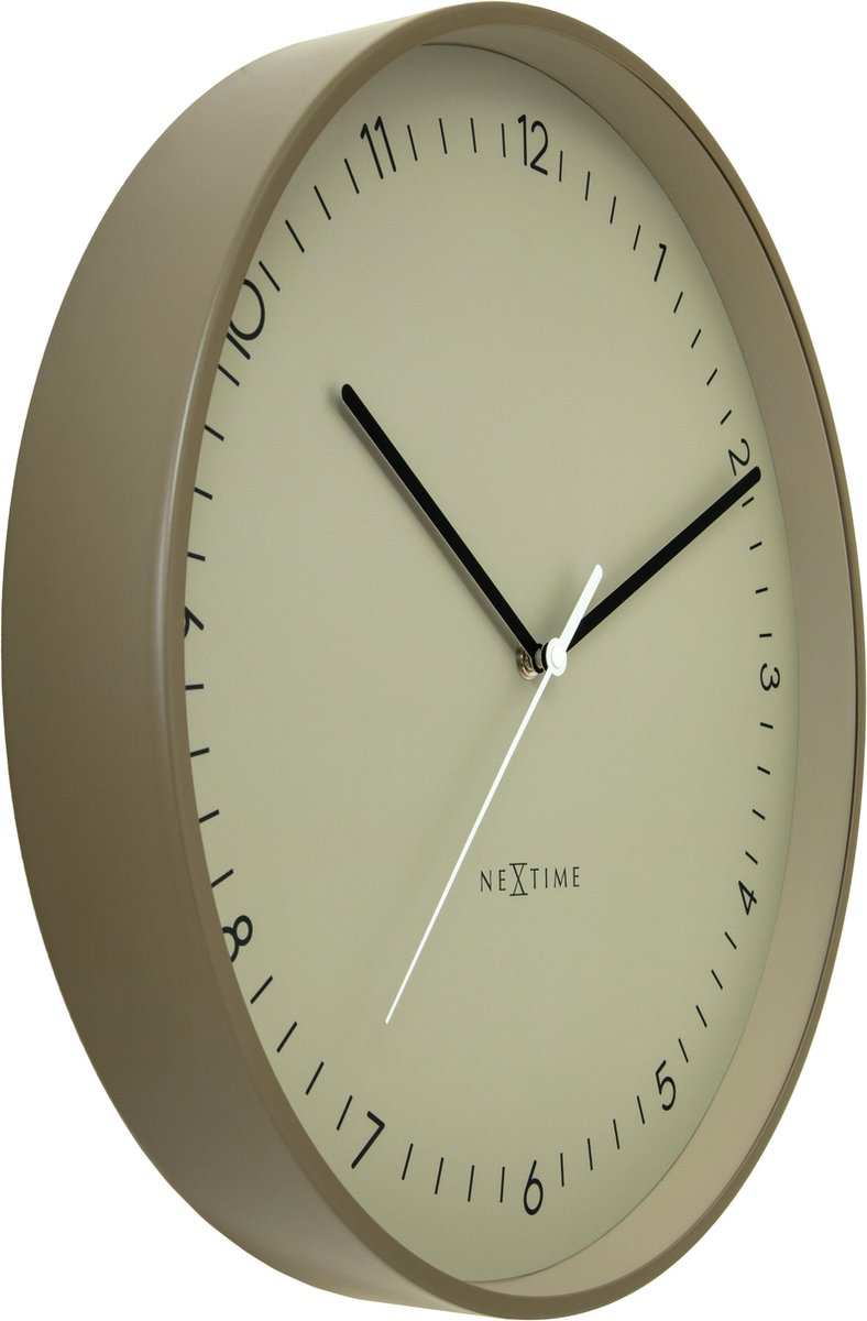 Nextime berlin l – Wanduhr – 40 cm – Metall – Khaki – geräuschlos