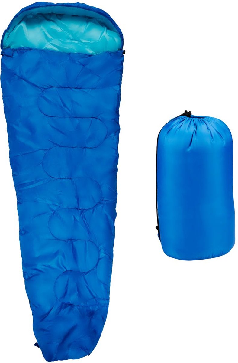Camp Active Mumienschlafsack Sommerschlafsack für 5°C bis 10°C 1-Personen-Schlafsack Erwachsene für Festivals, Wanderungen und Camping 210 x 80 cm blau
