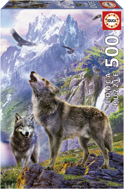 Educa - Puzzle - 500 Teile - Wölfe auf Felsen