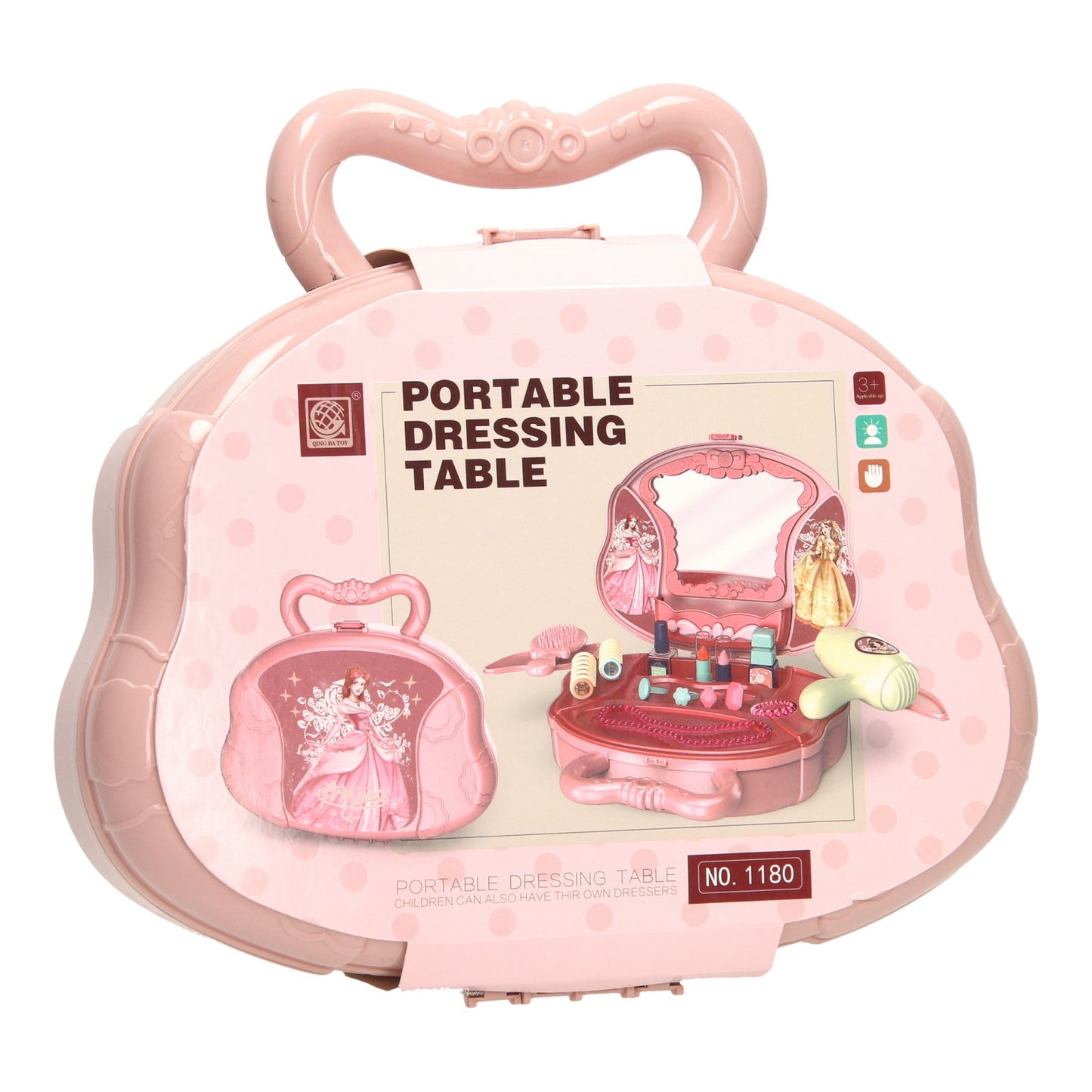 Beautycase -Mandeltisch Pink in Spielkoffer