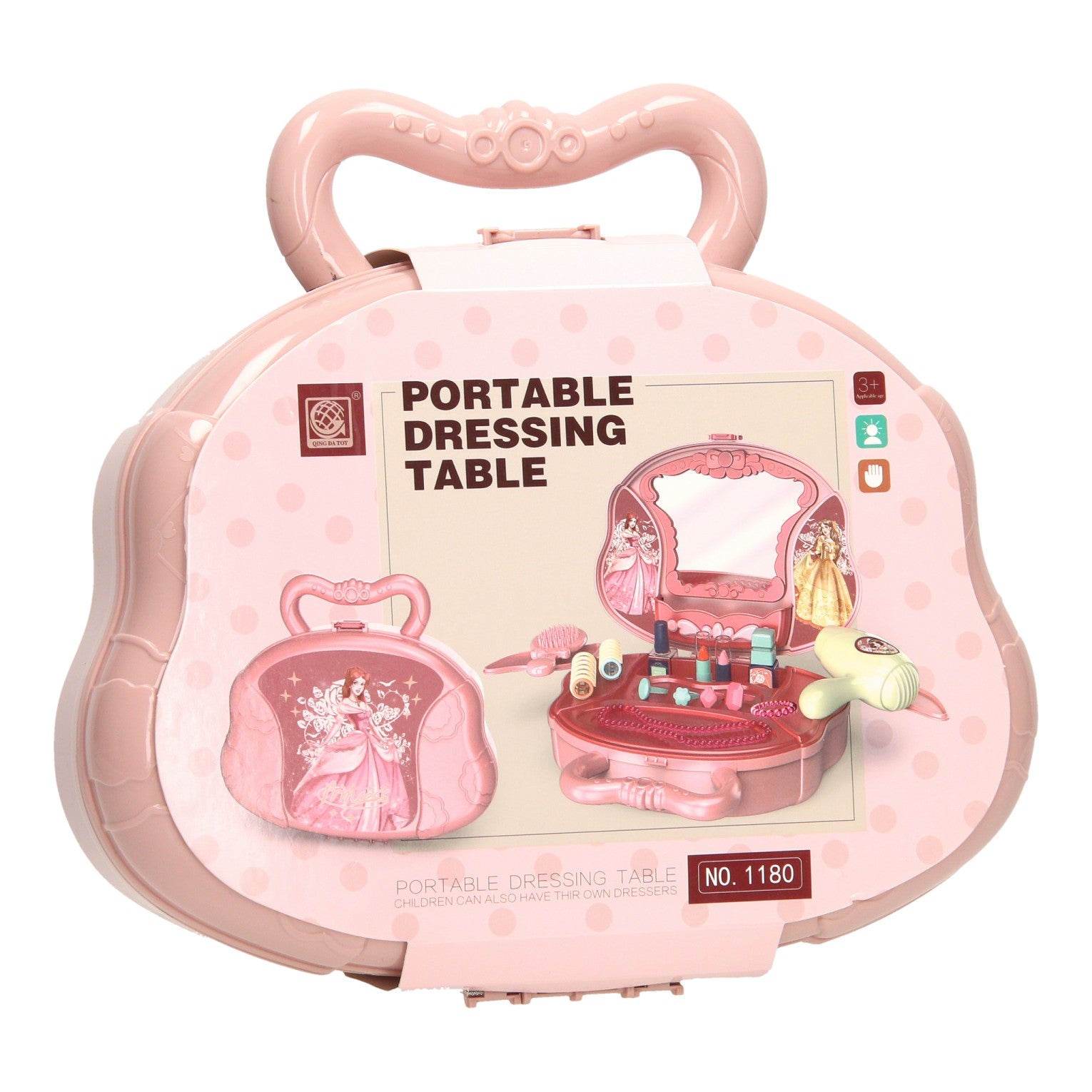 Beautycase -Mandeltisch Pink in Spielkoffer