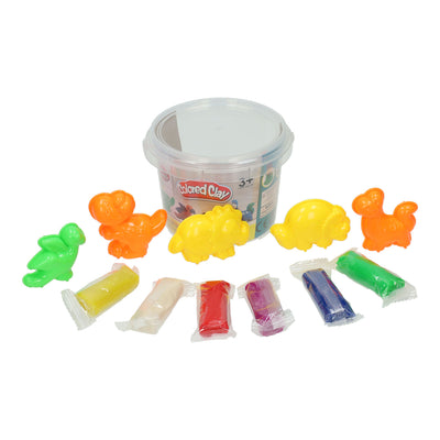 Tonset in Aufbewahrungsbox in Dino-Formen – 6 Tonfarben