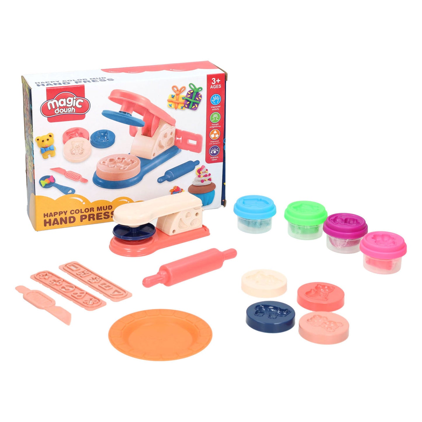 Tonset 4 Farben mit Tonpresse