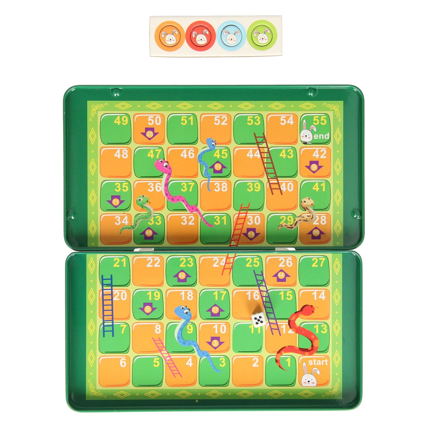 Schlangen- und Leiterspiel magnetisch in einer Dose