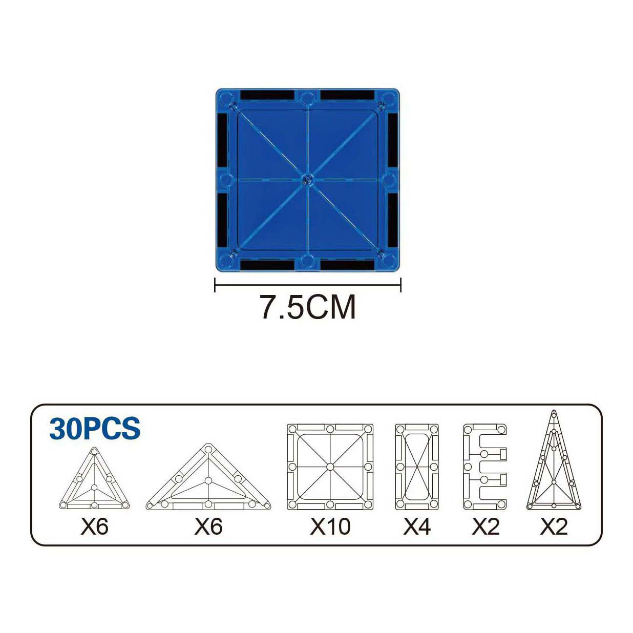 Bausatz Magnetplatten - 30-teilig.