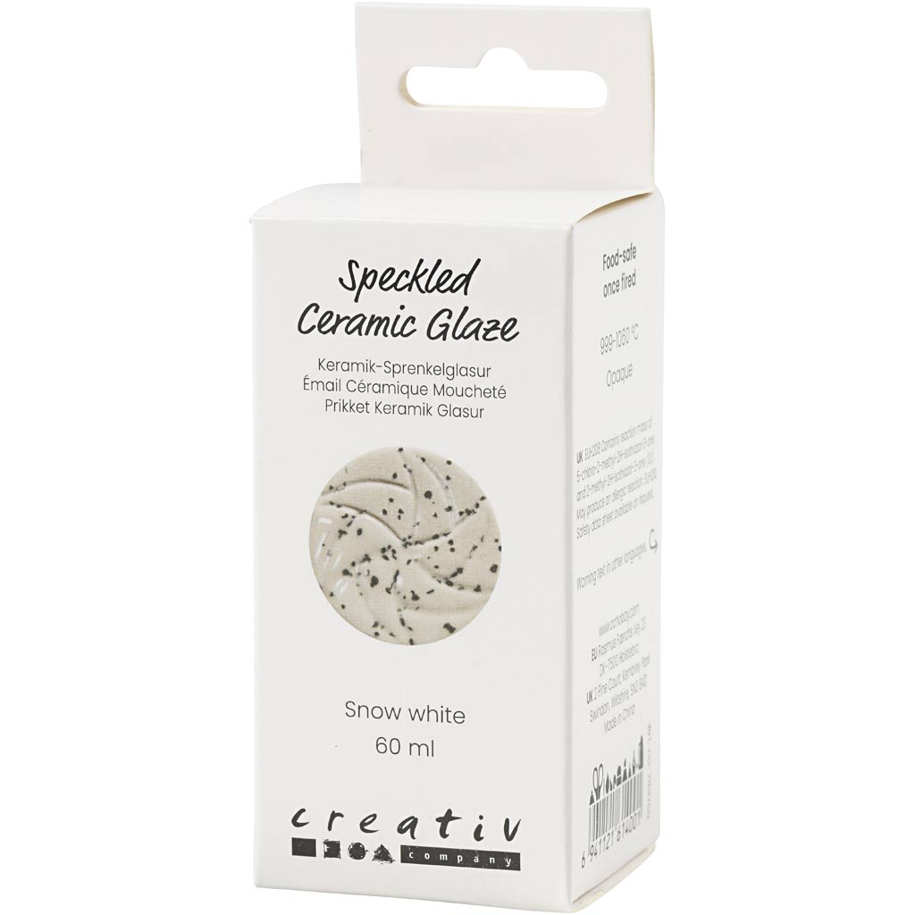 Creativ Company gesprenkelte Keramikglasur, 999-1060 °C, deckend, schneeweiß, 60 ml 1 Flasche