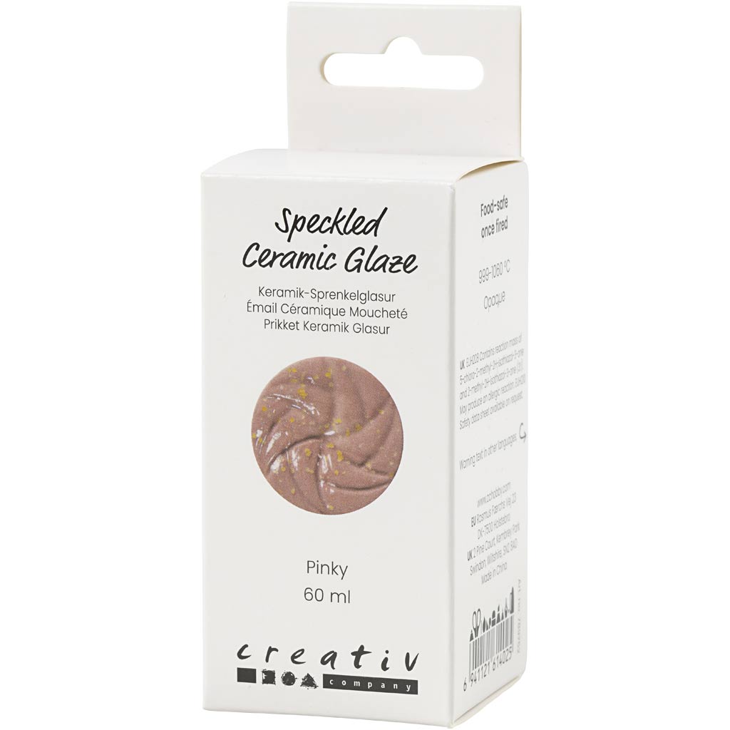 Creativ Company gesprenkelte Keramikglasur, 999–1060 °C, undurchsichtig, pinkfarben, 60 ml, 1 Flasche