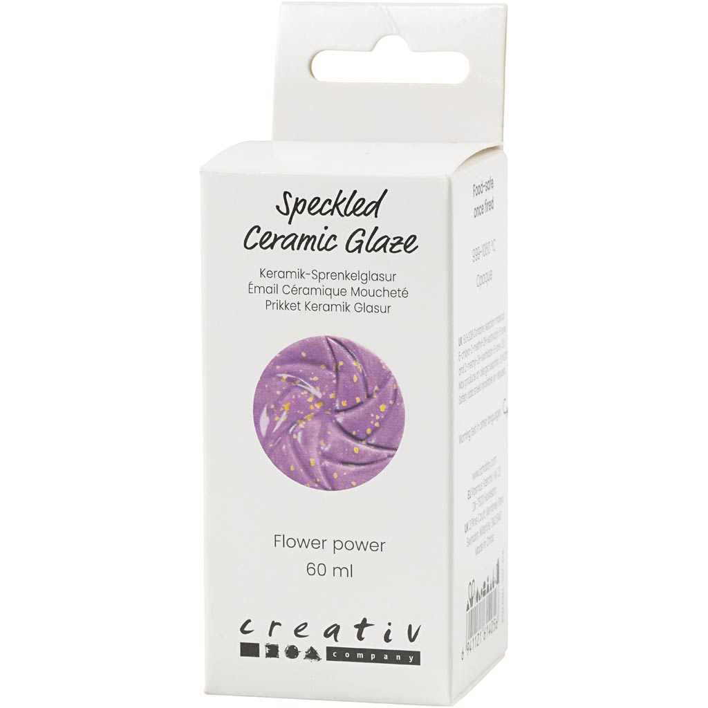 Creativ Company gesprenkelte Keramikglasur 999–1060 C, undurchsichtig, Flower Power – 60 ml