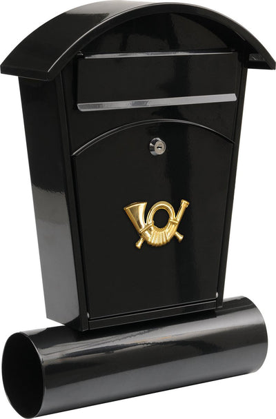 Vorel-Briefkasten mit Zeitungsrolle und 2 Schlüsseln – Schwarz – 480 x 280 x 80 mm