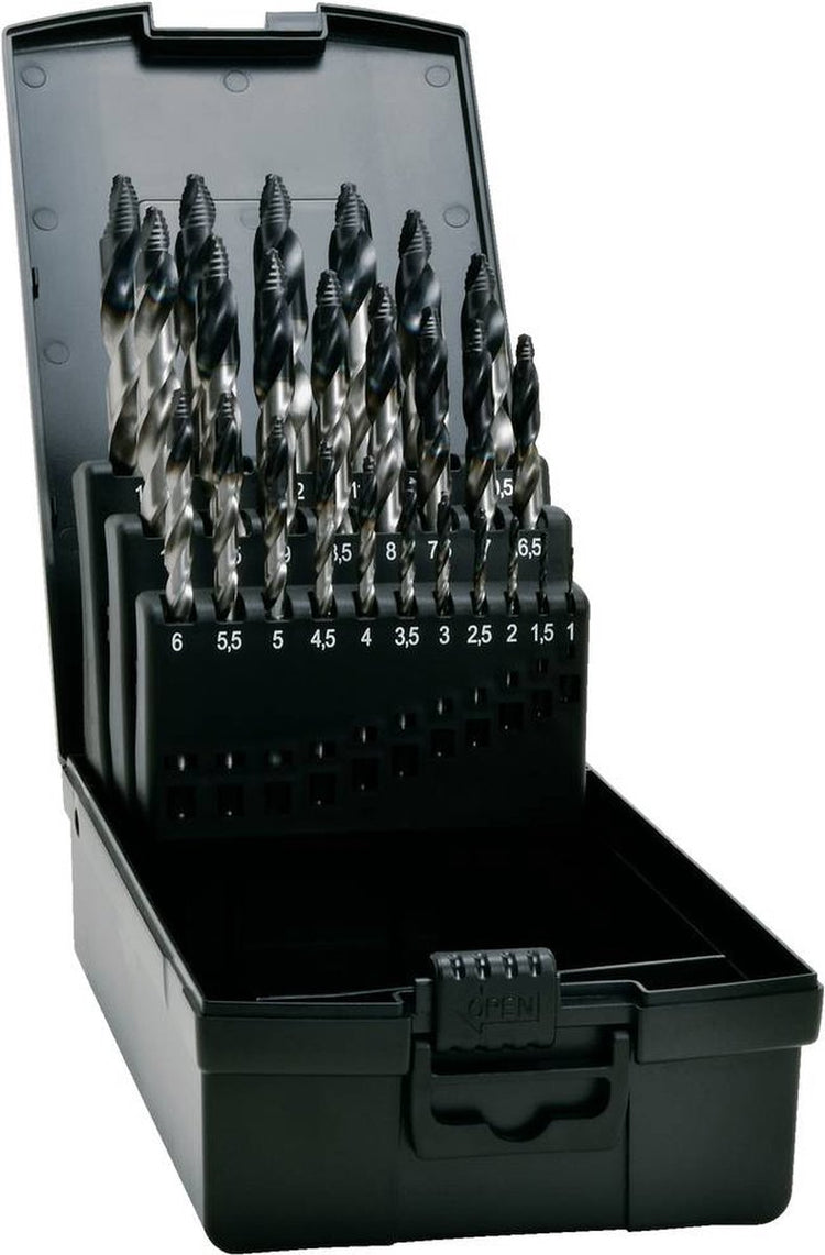 Exact 74962 Tiain-Spitzen-Spiralbohrer-Set 1 mm, 1,5 mm, 2 mm, 2,5 mm, 3 mm, 3,5 mm, 4 mm, 4,5 mm, 5 mm, 5,5 mm, 6 mm, 6,5 m