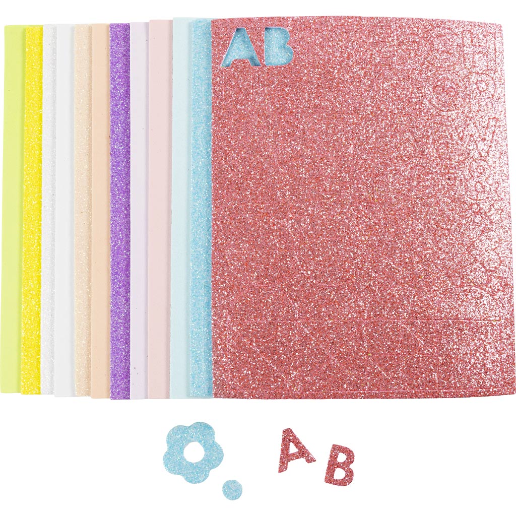 Schaumstoffplatten der Firma Creativ, Größe 14x25 cm, Stärke 2 mm, Pastellfarben, 12 Blatt 1 Karton