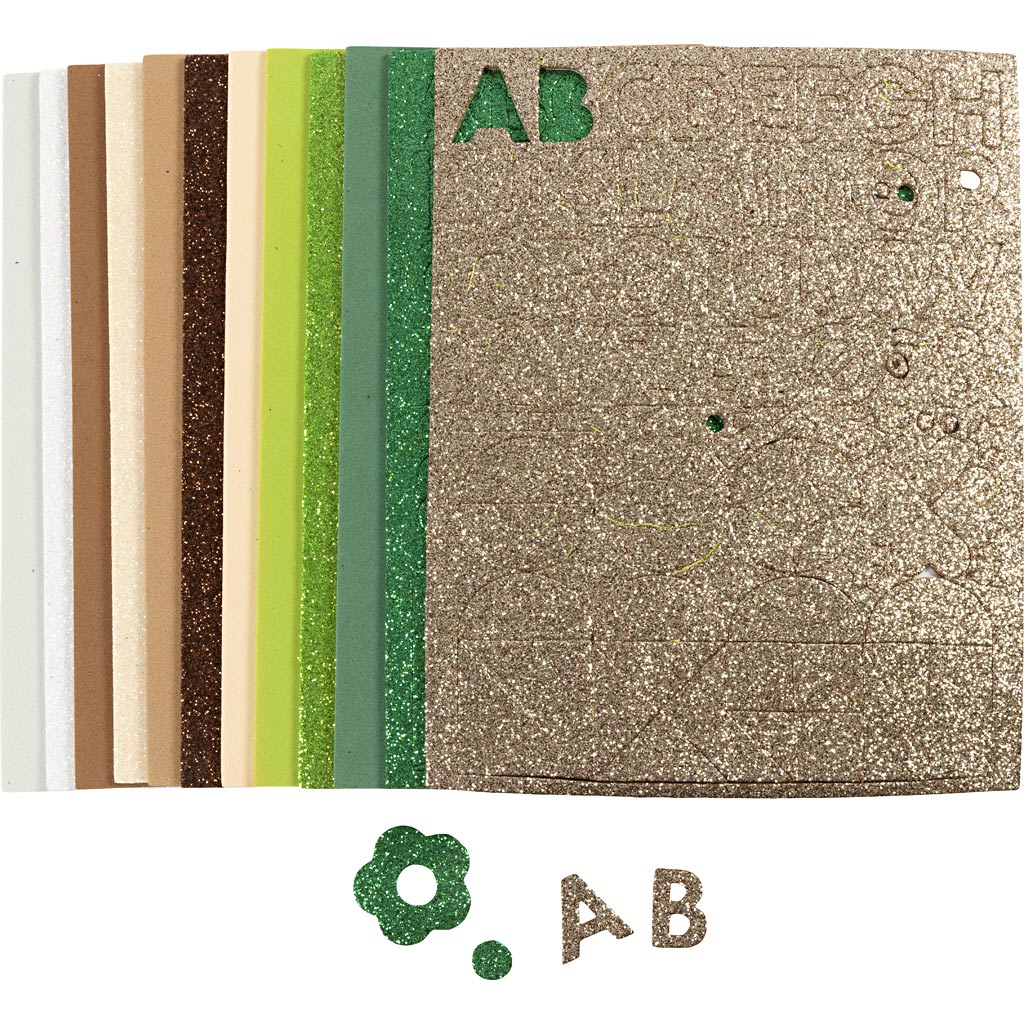 Creativ Company Schaumstoffplatten, Größe 14x25 cm, Stärke 2 mm, natürliche Farben, 12 Blatt 1 Karton