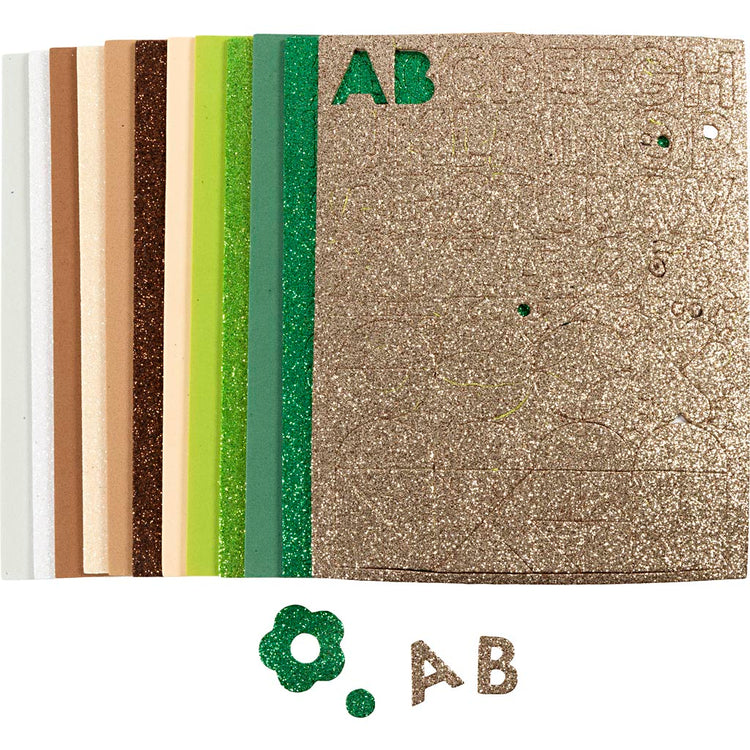 Creativ Company Schaumstoffplatten, Größe 14x25 cm, Stärke 2 mm, natürliche Farben, 12 Blatt 1 Karton