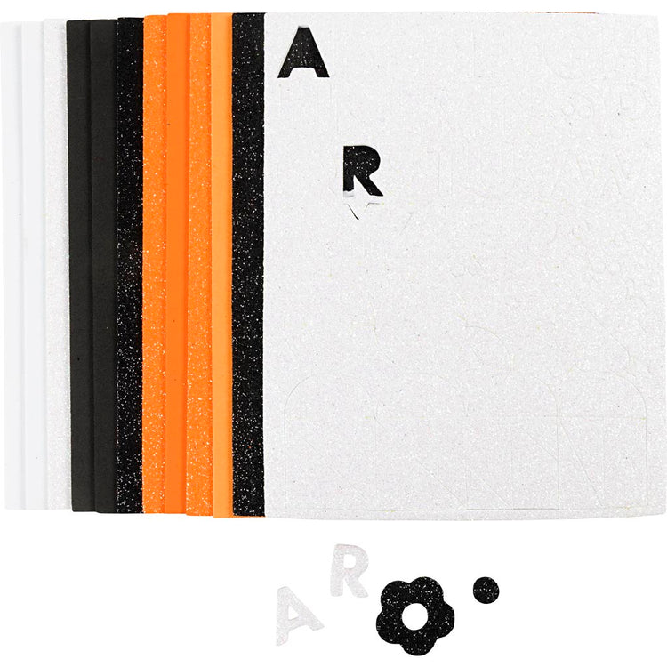 Creativ Company Schaumstoffplatten, Größe 14x25 cm, Dicke 2 mm, Halloween-Farben, 12 Blatt 1 Karton