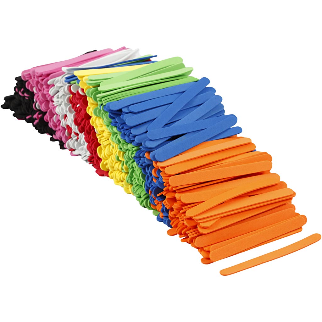 Creativ Company Eva-Schaum-Eisstangen, L: 11,5 cm, B: 1 cm, Dicke 2 mm, verschiedene Farben, 1000 Stück 1 Box