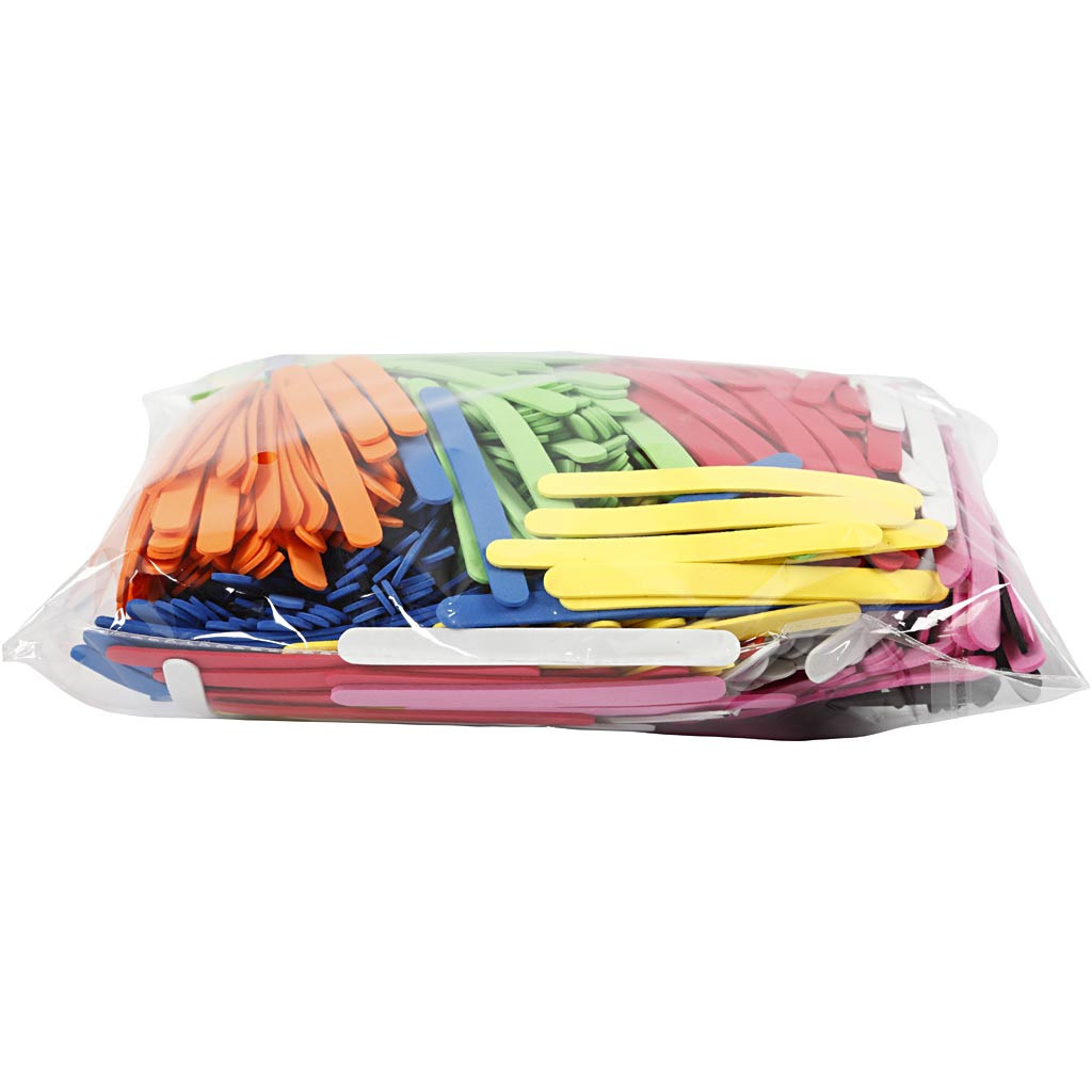 Creativ Company Eva-Schaum-Eisstangen, L: 11,5 cm, B: 1 cm, Dicke 2 mm, verschiedene Farben, 1000 Stück 1 Box