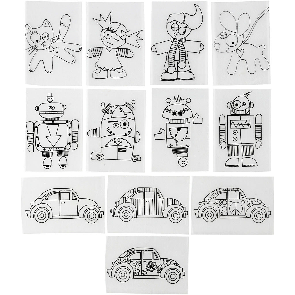 Creativ Company Sheets Schrumpffilm mit Motiven, Blatt 10,5x14,5 cm, Dicke 0,3 mm, matt transparent, 36 Blatt 1 Box