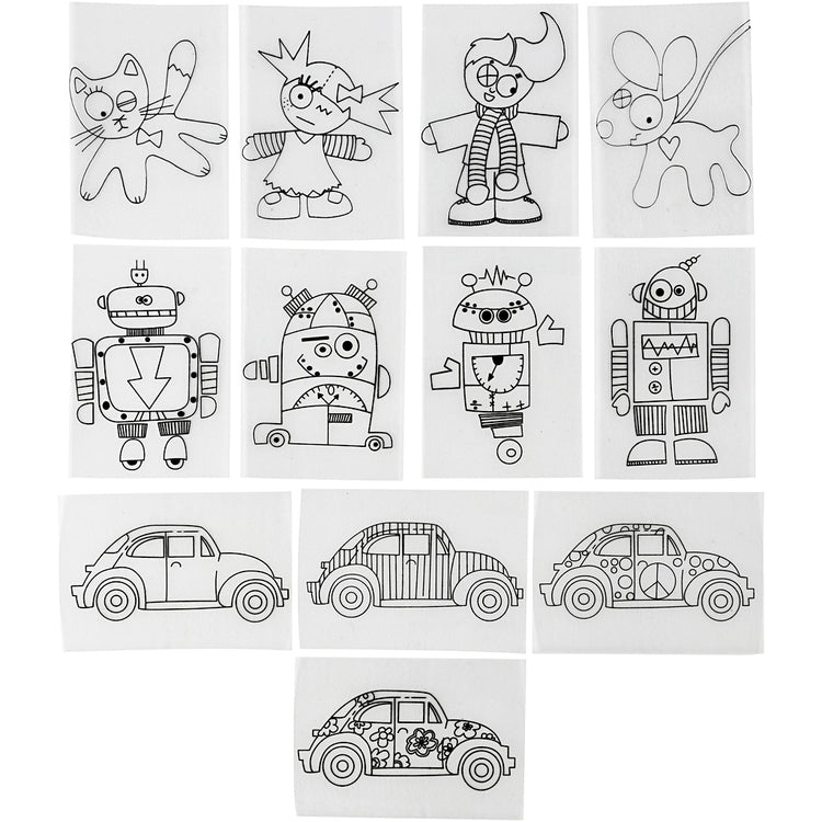 Creativ Company Sheets Schrumpffilm mit Motiven, Blatt 10,5x14,5 cm, Dicke 0,3 mm, matt transparent, 36 Blatt 1 Box