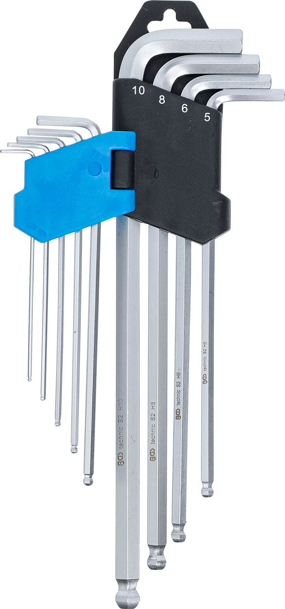 BGS Technic Innensechskantschlüsselsatz extra lang mit Kugelkopf 1,5 - 10 mm 9-tlg.