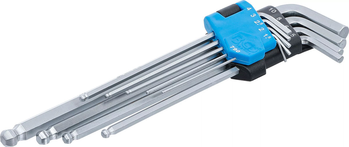 BGS Technic Innensechskantschlüsselsatz extra lang mit Kugelkopf 1,5 - 10 mm 9-tlg.