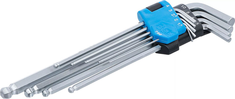 BGS Technic Innensechskantschlüsselsatz extra lang mit Kugelkopf 1,5 - 10 mm 9-tlg.