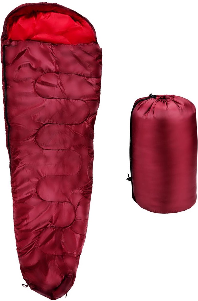 Camp Active Mumienschlafsack – Sommerschlafsack für 5°C bis 10°C – 210 x 80 cm – rot