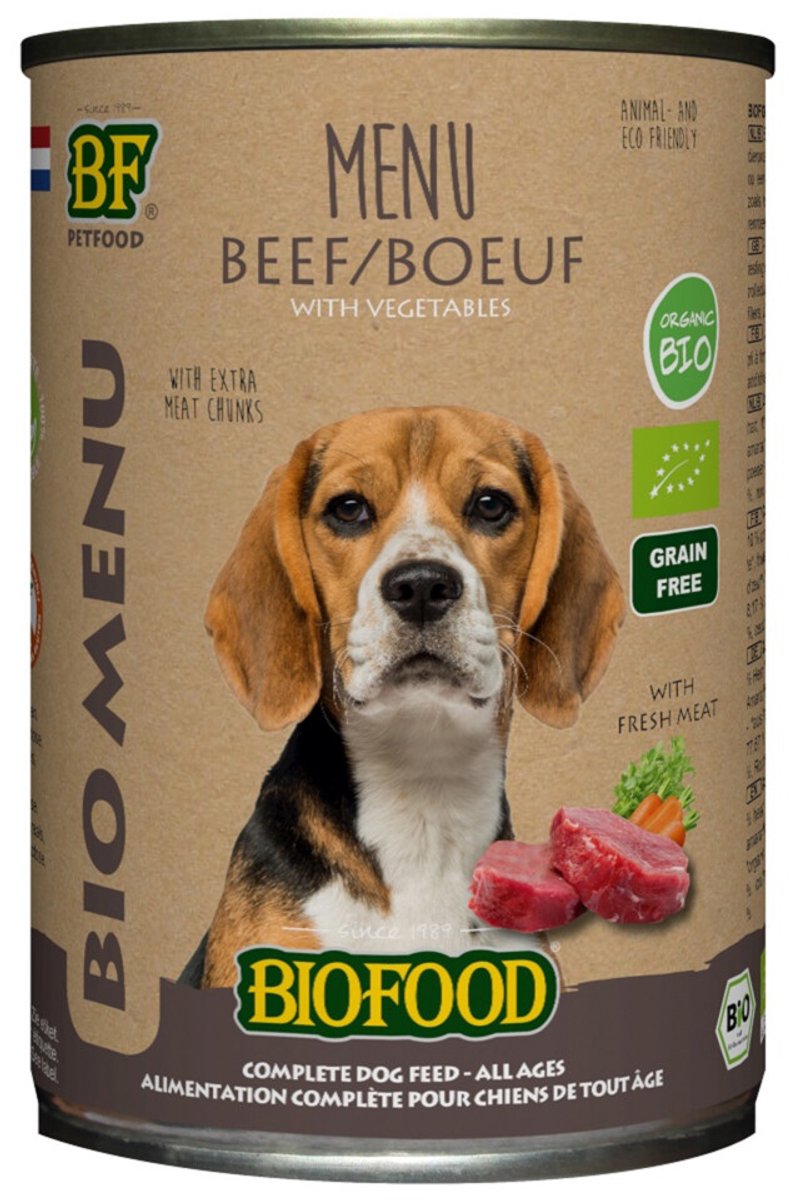 Biofood Bio -Hunde -Rindfleisch -Menü Blik