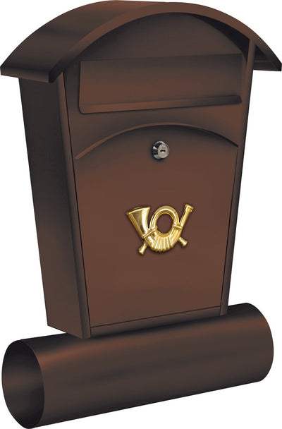 Vorel-Briefkasten mit Zeitungsrolle und 2 Schlüsseln – braun – 480 x 280 x 80 mm