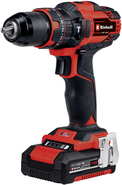 Einhell Akku-Schlagbohrschrauber TE-CD 18 40 Li-i +64 Kit – Power X-Change – 18 V Li-Ion – mit Schlagfunktion – 40 Nm – 2 Geschwindigkeiten – max. 24.000 Hübe min. - inkl. 1x 2,0 Ah Akku, Ladegerätzubehör